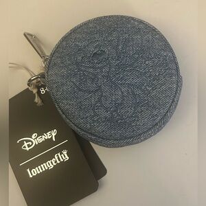 Loungefly Disney Stitch Denim Wristlet Coin Purse Embroidered Stitch NWT
